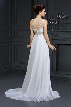 Abito da Sposa A-Line con Increspature in Chiffon Coda A Strascico Cappella Lungo