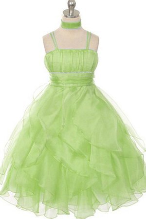 Abito da Cerimonia Bambini Alta Vita in Tulle con Piega con Increspature con Perline