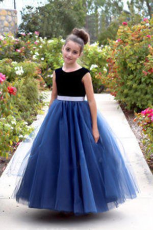 Abito da cerimonia bambini a-line sognare tondo con nastro in tulle con fiore