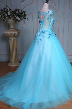 Abito Quinceanera con Paillette in Organza Coda A Strascico Corto in Tulle Cuore