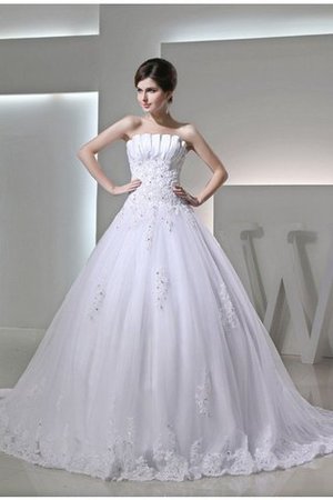 Abito da Sposa con Applique con Perline Allacciato Ball Gown Senza Strap