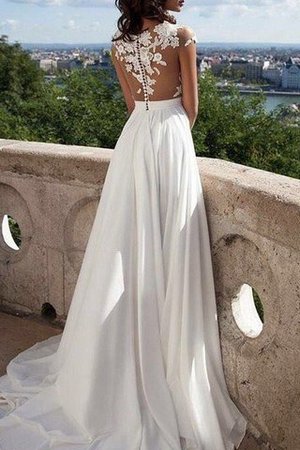 Abito da Sposa con Applique in Chiffon Principessa Tondo con Manica Corte