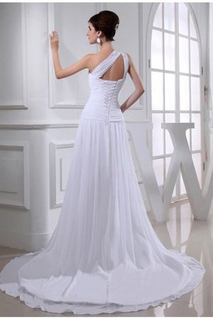 Abito da Sposa Monospalla in Chiffon A-Line con Applique Coda A Strascico Corto