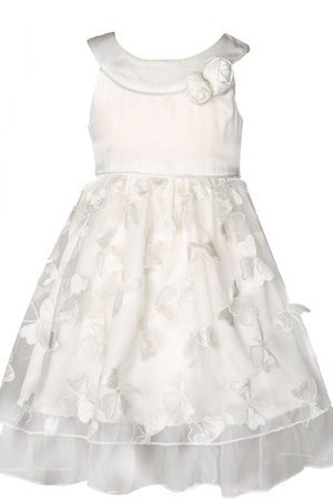 Abito da Cerimonia Bambini con Piega in Taffeta Cerniera Senza Maniche con Applique