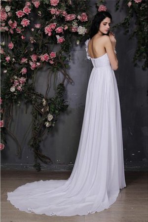 Abito da Sposa in Chiffon con Fiore Senza Maniche Allacciato con Increspature