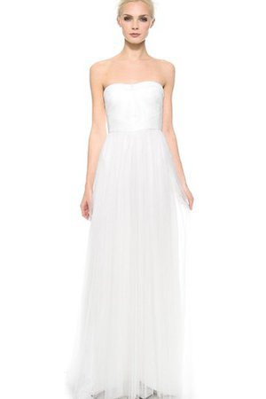 Abito da Sposa Senza Maniche in Organza Schiena Nuda Naturale con Increspato