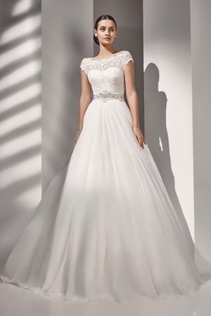 Abito da Sposa in Tulle A-Line Cappellino con Manica Corte Naturale