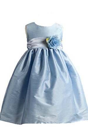 Abito da Cerimonia Bambini con Fiore Senza Maniche in Taffeta Tondo A-Line