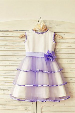 Abito da Cerimonia Bambini in Tulle Cerniera con Fiore A-Line Senza Maniche