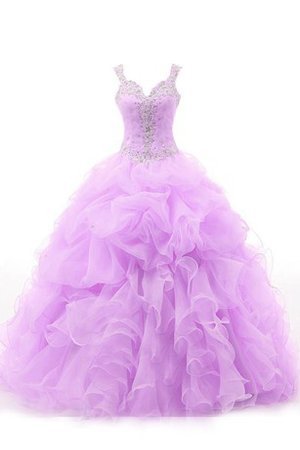 Abito Quinceanera con Increspature in Pizzo in Chiffon in Organza Cuore