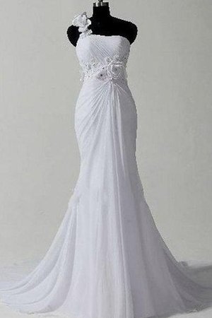 Abito da Sposa Monospalla in Chiffon Sirena a Riva con Fiore