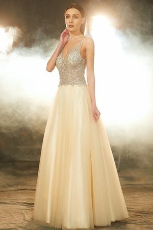 Abito da Sera V-Scollo Ball Gown Schiena Nuda Senza Maniche Naturale