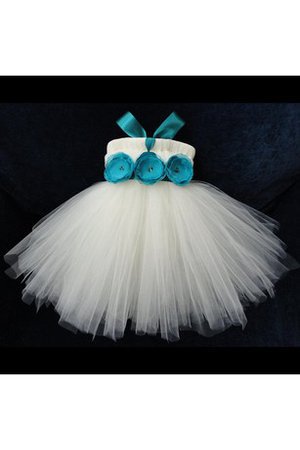 Abito da Cerimonia Bambini in Tulle con Piega con Increspature con Fiore Ball Gown