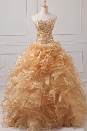 Abito Quinceanera Lunghi con Giacca in Organza con Perline Cerniera