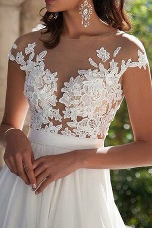 Abito da Sposa con Applique in Chiffon Principessa Tondo con Manica Corte