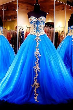 Abito Quinceanera Lunghi Ball Gown Allacciato con Perline con Maniche Lunghe