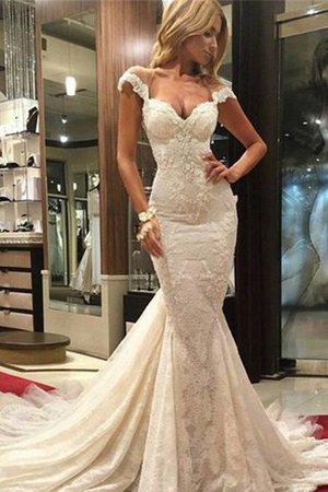 Abito da Sposa V-Scollo Naturale in Pizzo Sirena Senza Maniche