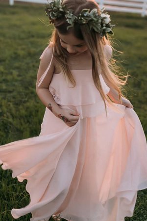 Abito da cerimonia bambini incantevole con fiore alta vita in chiffon conotta a terra