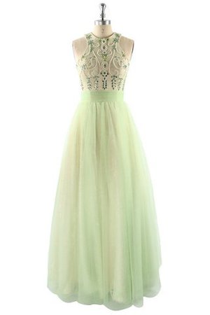 Abito da Sera A Terra in Tulle Senza Maniche Ball Gown con Perline