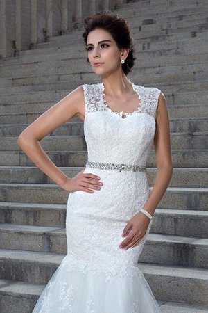 Abito da Sposa con Applique in Pizzo Sirena Alta Vita V-Scollo