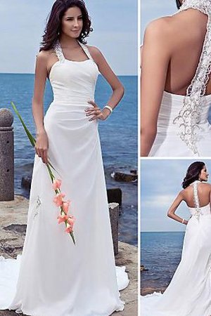 Abito da Sposa con Applique Anello Naturale Senza Maniche a Riva