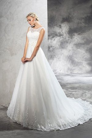 Abito da Sposa Naturale Cerniera Ball Gown con Nastro Lunghi