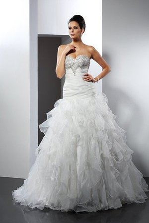 Abito da Sposa Allacciato Senza Maniche con Increspature Ball Gown Cuore