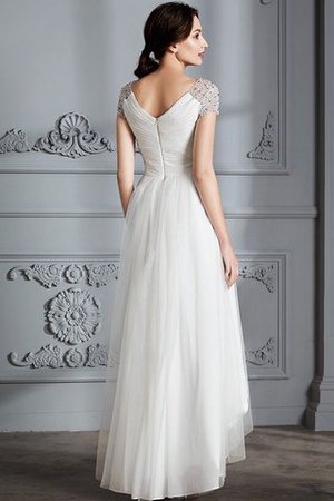 Abito da Sposa A-Line Naturale con Manica Corte in Tulle Asimmetrici