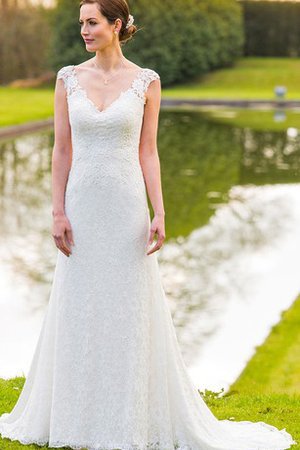 Abito da Sposa Elegante in Pizzo con Applique Semplice A-Line