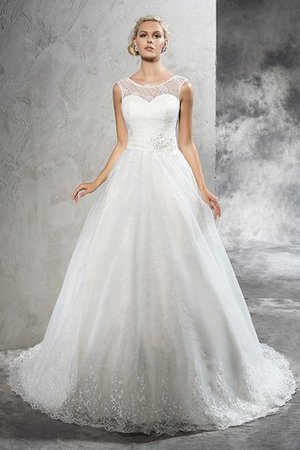 Abito da Sposa Naturale Cerniera Ball Gown con Nastro Lunghi