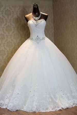 Abito da Sposa con Paillette in Taffeta Cuore con Applique in Pizzo