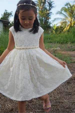 Abito da Cerimonia Bambini A-Line con Perline Al Ginocchio Cappellino con Manica Corte