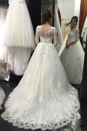 Abito da Sposa Vintage Cerniera in Pizzo con Tre Quarti Lunghezza Maniche Romantico