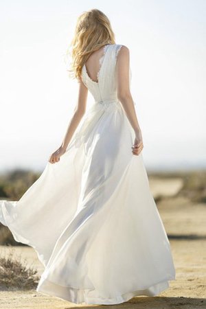 Abito da Sposa con Fusciacca Profondo V-scollo in Chiffon A-Line in Pizzo