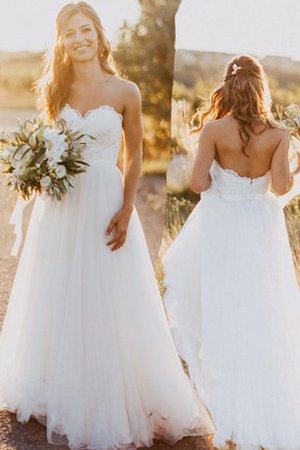 Abito da Sposa Semplice in Pizzo Romantico in Pizzo a Spiaggia