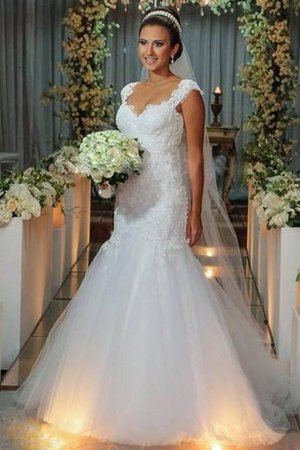 Abito da Sposa Senza Maniche Moda in Tulle Naturale con Applique