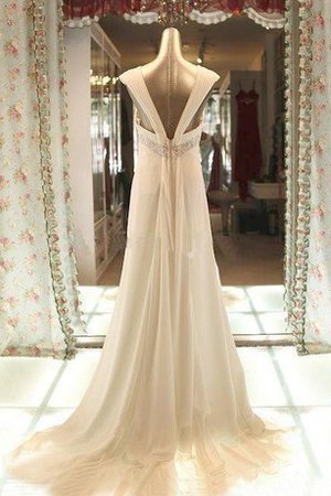 Abito da Sposa Impero con Piega Queen Anne in Chiffon a Spiaggia