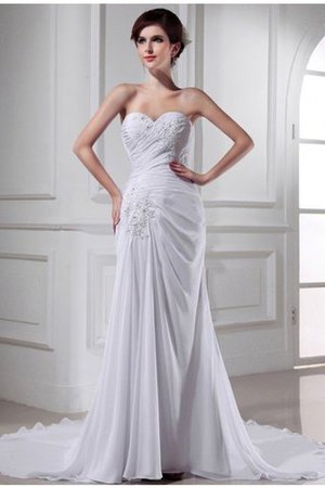 Abito da Sposa Allacciato con Applique con Perline Lunghi Senza Maniche