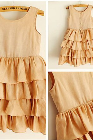 Abito da Cerimonia Bambini in Chiffon Tondo Sotto Ginocchio Naturale A-Line