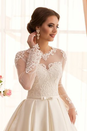 Abito da Sposa A-Line con Applique con Maniche Lunghe con Bottone decorato