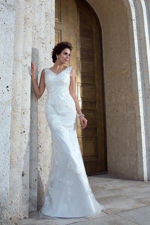 Abito da Sposa Sirena Lunghi Senza Maniche V-Scollo Naturale