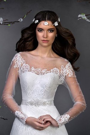 Abito da Sposa con Fusciacca in Pizzo con Maniche Lunghe con Fiocco Sogno