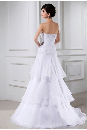 Abito da Sposa Principessa con Applique Alta Vita in Organza con Perline