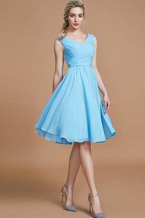 Abito da Damigella Principessa Mini V-Scollo in Chiffon con Increspato