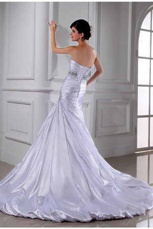 Abito da Sposa con Applique Senza Strap in Raso Satin Elastico Allacciato Sirena