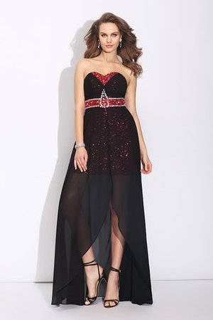 Abito da Ballo con Paillette in Chiffon Asimmetrici Senza Maniche Cuore