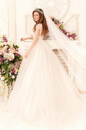 Abito da Sposa in Tulle Cappellino A Terra con Applique Ball Gown