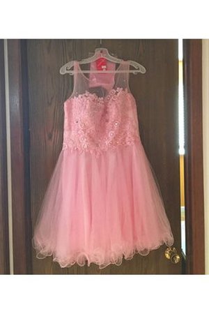 Abito da Cocktail con Applique in Tulle A-Line Tondo Principessa