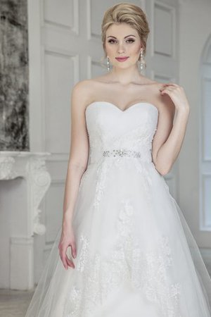 Abito da Sposa Naturale A-Line Allacciato in Pizzo con Perline