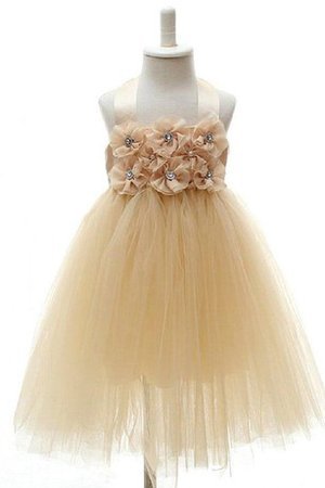 Abito da Cerimonia Bambini Anello Cerniera A-Line con Fiore Mini